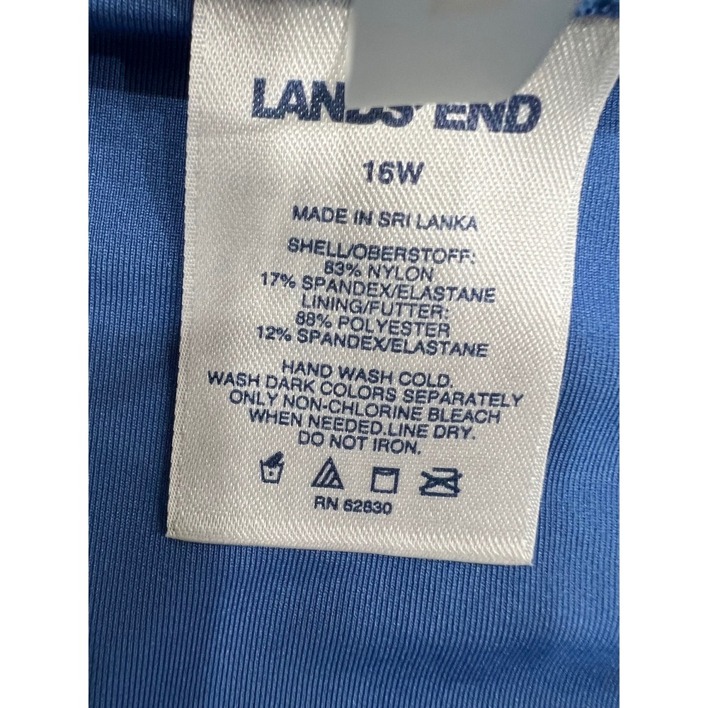 Lands End Blue High‎ Waisted Bikini Bottoms Women 16W Solid Swim Briefs - Picture 3 of 3